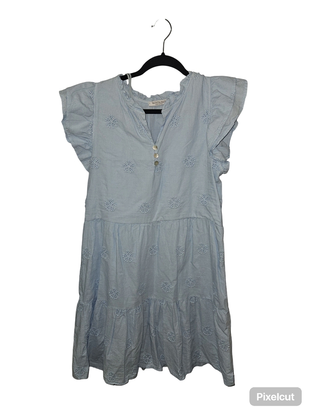 Light Blue Eyelet Tiered Cotton Dress - Casual Women's Summer Dress